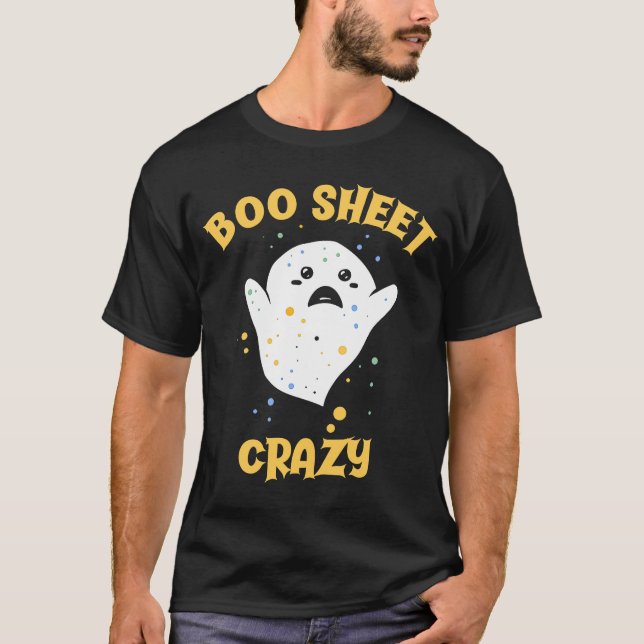 T-shirt Boo Sheet Crazy Baby Ghost Halloween (Devant)