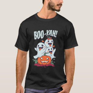 T-shirt Boo Yah Funny Ghost Jack-o'-lantern Citrouille Hal