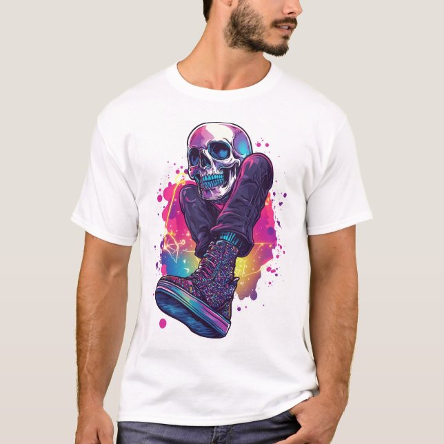 T-shirt Boogie Bones � Funny 70s Disco Skull (Devant)