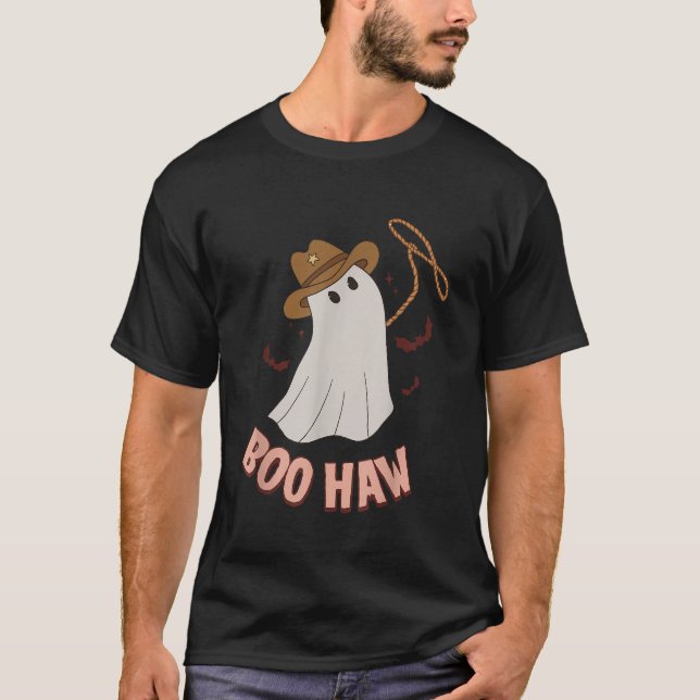 T-shirt BooHaw Shirt Ghost Halloween Cowboy Cowgirl Costum (Devant)