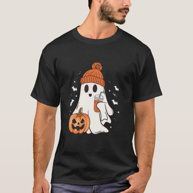 T-shirt Boojee Ghost Boire Café Lover Halloween Trick (Devant)