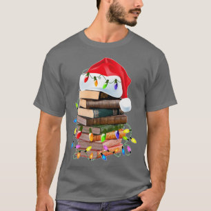T-shirt Book Lover Christmas Lights Professeur Bibliothéca