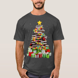 T-shirt Book Lover Christmas Tree Librarian Chris