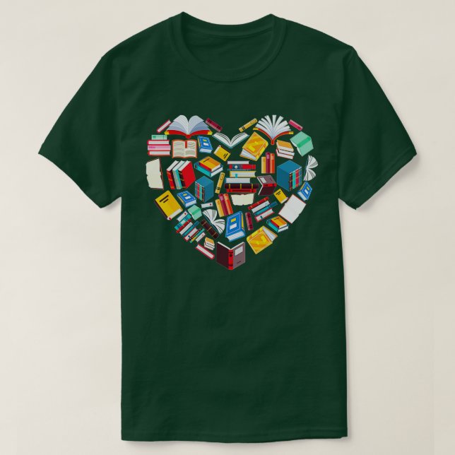 T-shirt Book Lover Heart Shape club de lecture Librarian L (Design devant)