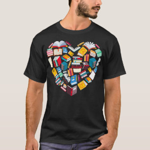 T-shirt Book Lover Heart Shape club de lecture Librarian L
