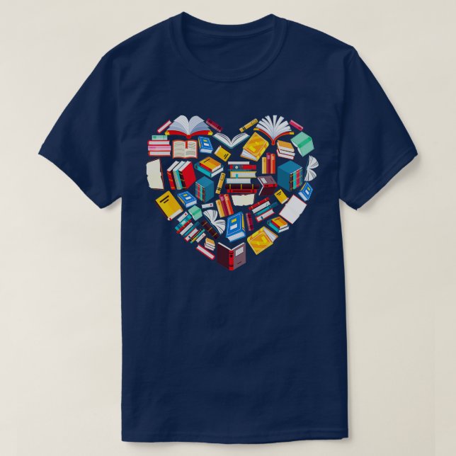 T-shirt Book Lover Heart Shape club de lecture Librarian L (Design devant)