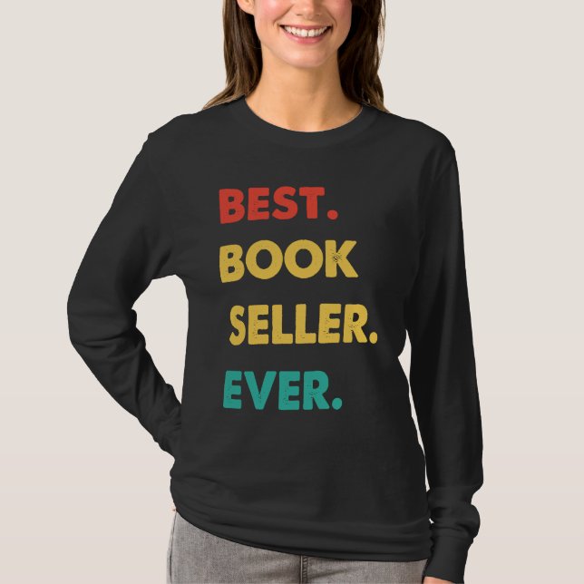 T-shirt Book Seller Retro Best Book Seller Ever (Devant)