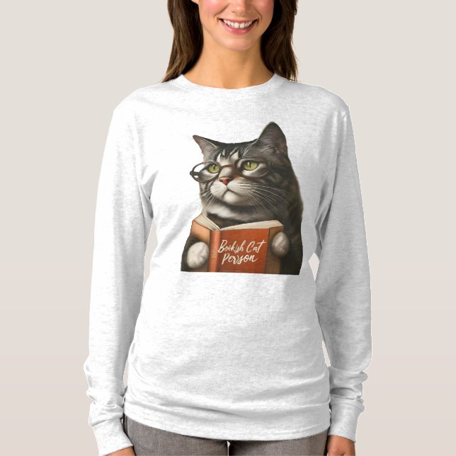 T-shirt Bookish Chat Personne, Bookish Amoureux des chats, (Devant)