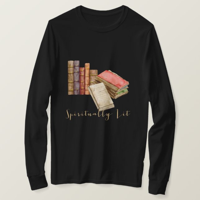 T-shirt Booklover Spiritual Girl Aquarelle à manches longu (Design devant)