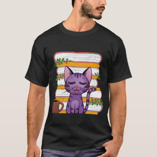T-shirt Books, cats and coffee