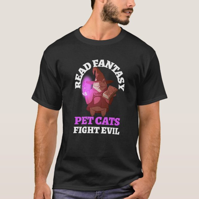 T-shirt Books Cats Evil Bookish Bookish Imaginaire Wizard  (Devant)