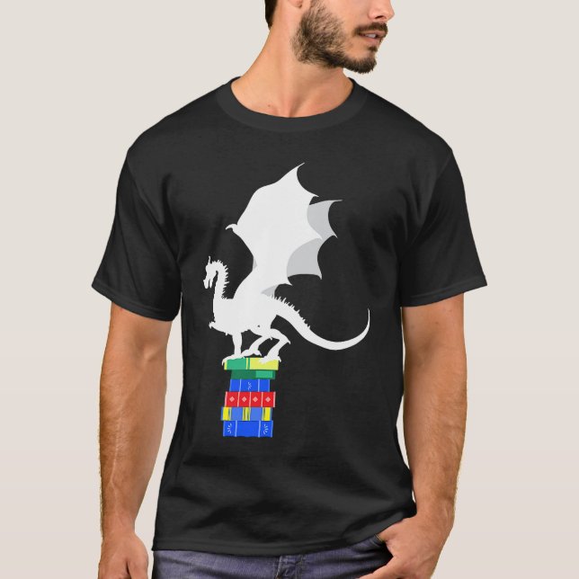 T-shirt Books Dragon Reading Reading Friend (Devant)