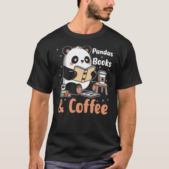 T-shirt Books Reading Reader Panda - Funny Panda Books and (Devant)