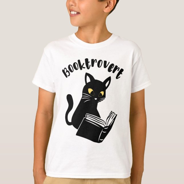 T-shirt Booktrovert chat avec livre (Devant)
