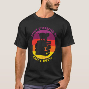 T-shirt Bookworm Book Cat Facilement Distrait Par Les Chat
