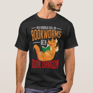 T-shirt Bookworm Book Dragon Librarian Fantasy Animal Read