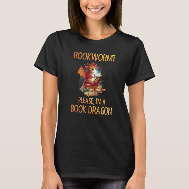 T-shirt Bookworm Book Dragon Literature Reading Books  Fan (Devant)