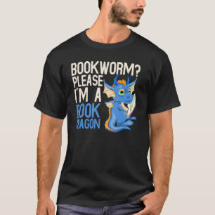 T-shirt Bookworm Book Reading Fantasy Animal Book Dragon