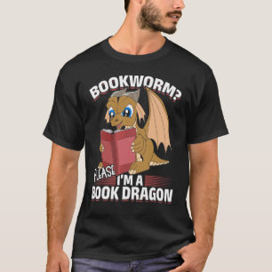 T-shirt Bookworm Book Reading Imaginaire Dragon Cute Book 