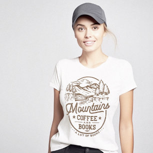 T-shirt Bookworm Mountains Coffee Books