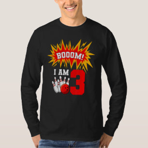 T-shirt Boom I Am 3 Bowling Birthday Party Bowler Annivers