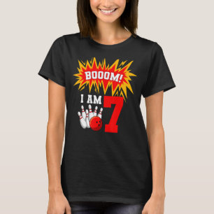 T-shirt Boom I Am 7 Bowling Birthday Party Bowler Annivers