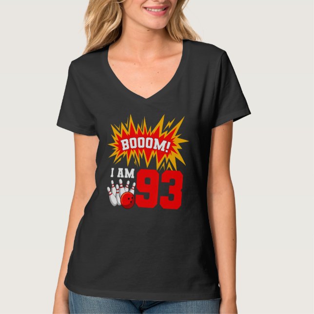 T-shirt Boom I Am 93 Bowling Birthday Party Bowler Anniver (Devant)