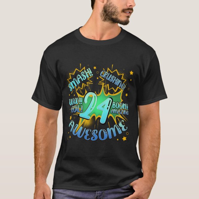 T-shirt Boom I'M 24 Awesome Squad Comics (Devant)