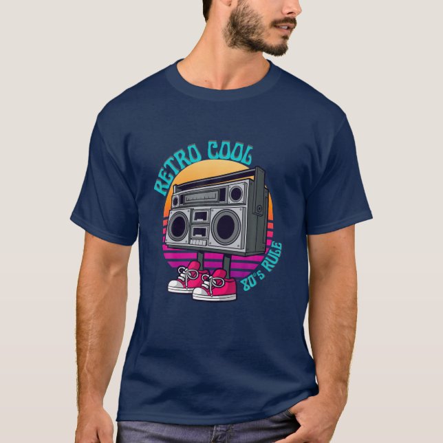 T-shirt Boombox 80'S Generation RETRO COOL 80'S RULE Boys (Devant)