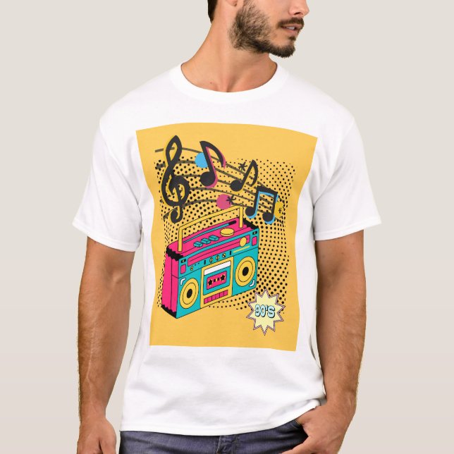 T-shirt Boombox audio rétro. (Devant)