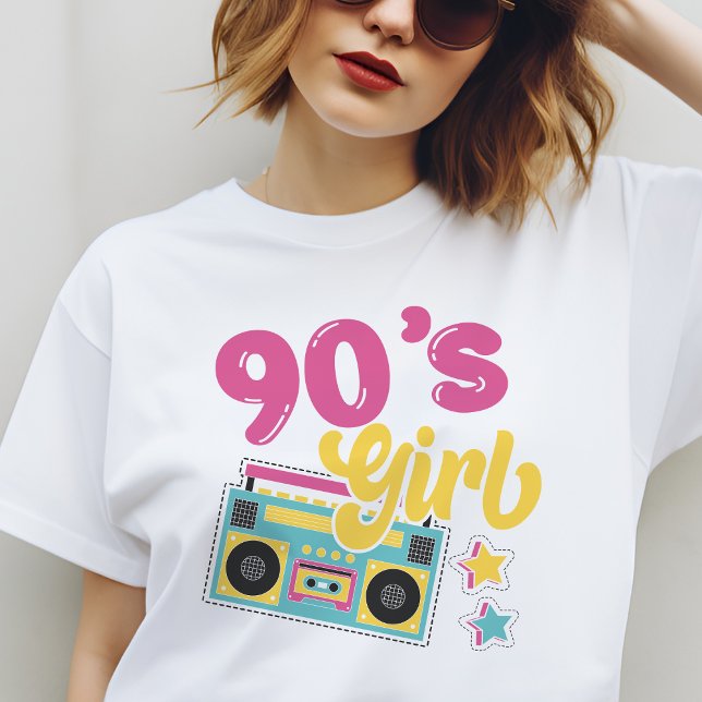 T-shirt Boombox fille des années 90 Hippie Retro Super (90's Girl Boombox Hippie Retro Groovy T-Shirt)
