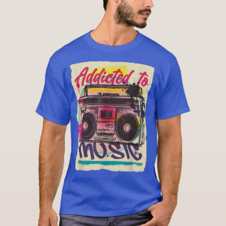 T-shirt Boombox Musique Vintage Graphique Décontracté 