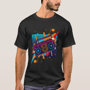 T-shirt Boombox Radio Old School Hip hop Rap Cassette