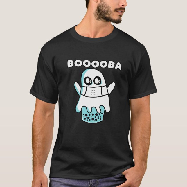 T-shirt Boooba Kawaii Boba Boisson De Thé Se Cachant Dans  (Devant)