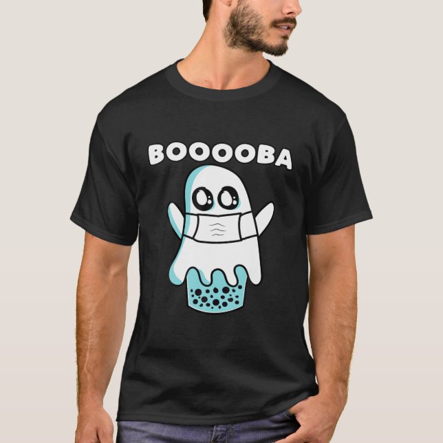 T-shirt Boooba Kawaii Boba Boisson De Thé Se Cachant Dans  (Devant)