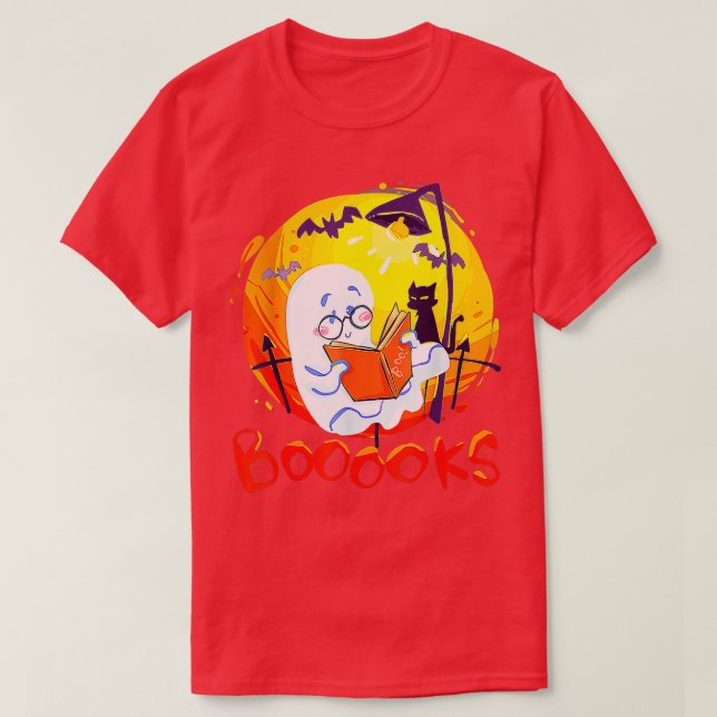 T-shirt Boooks Funny Halloween Teacher Book Library (Design devant)