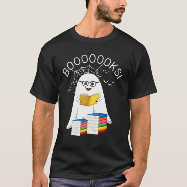 T-shirt Booooks Ghost Boo Read Books Halloween Library Tea (Devant)