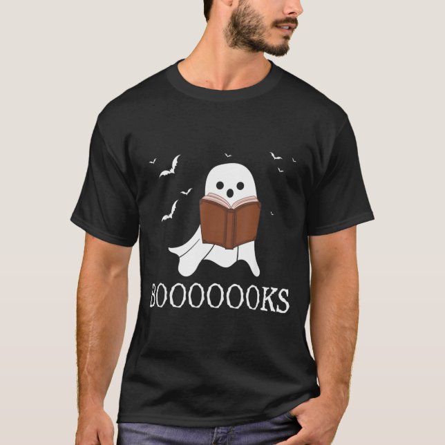 T-shirt Booooooks Fantôme Lecture Livres Halloween Drôle P (Devant)