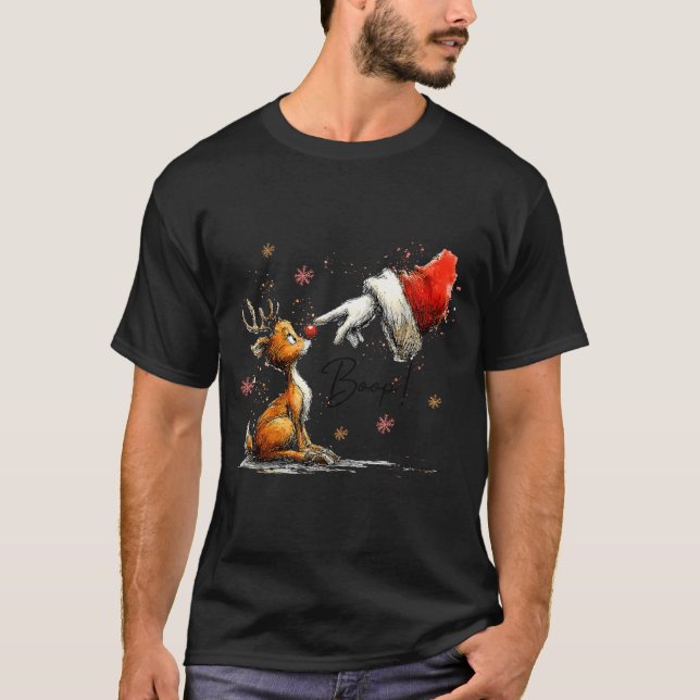 T-shirt Boop Funny Santa Farmer Reindeer Cute Christmas Ho (Devant)