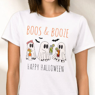 T-shirt Boos et Booze Drôle Fantôme Mignon Halloween Adult