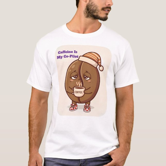 T-shirt Boost Matinal Pilote de Caféine Haricot Endormi (Devant)