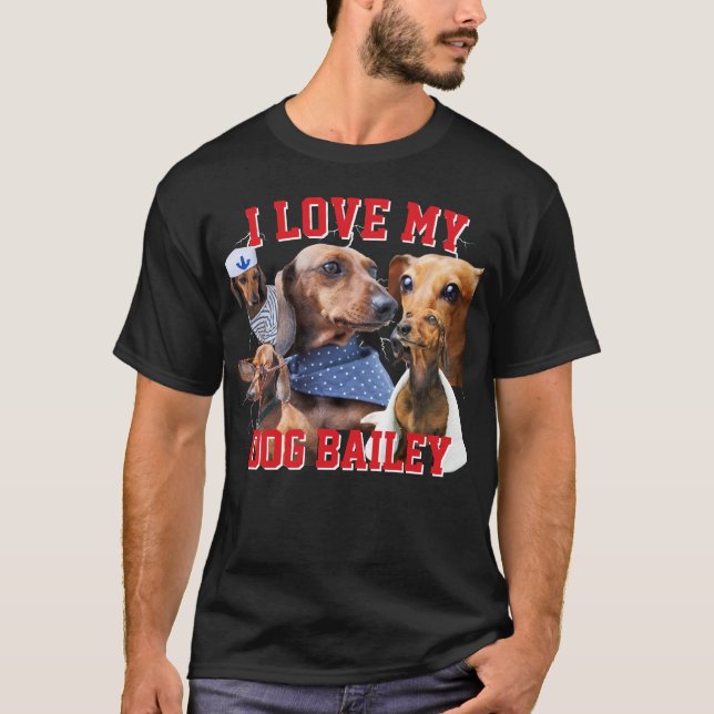 T-shirt Bootleg I Log My Dog Custom Name & Photo Men (Devant)