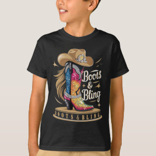 T-shirt Boots & ; Bling Son Une Femme Rodéo Wester