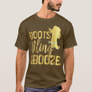 T-shirt Boots Bling et Booze Cowgirl Boots Bride Bachelo