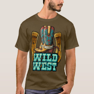 T-shirt Boots Cowboy Rétro Horseshoe Wild West Western Cou