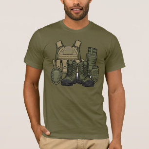 T-Shirt Boots de Combat & Équipement Tactique