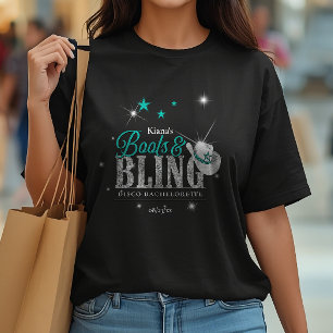 T-shirt Boots 'n Bling Disco Bachelorette Sarcelle Noir ID