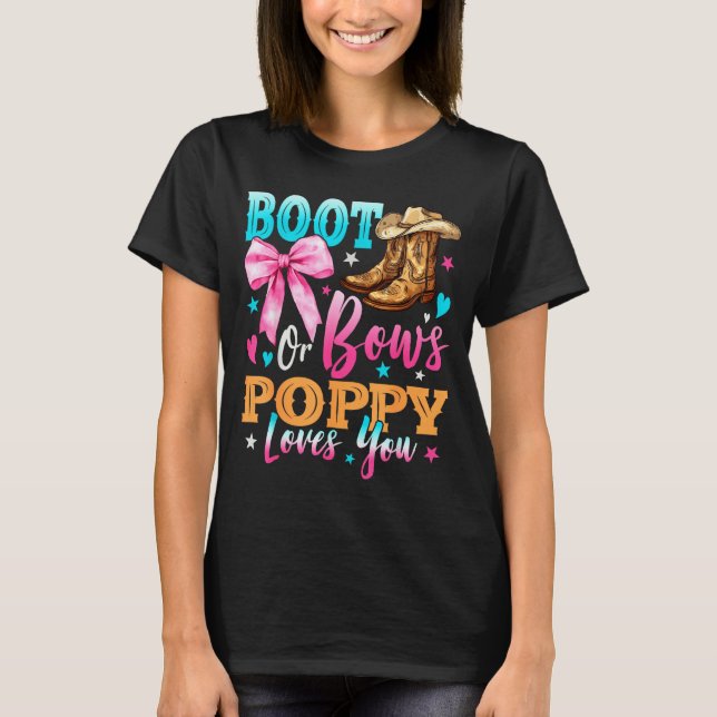 T-shirt Boots Or Bows Ppy Loves You Gender Reveal Family  (Devant)