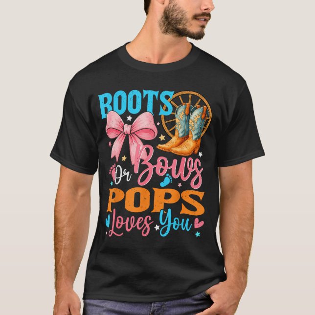 T-shirt Boots Or Bows Ps Loves You Gender Reveal Family  (Devant)