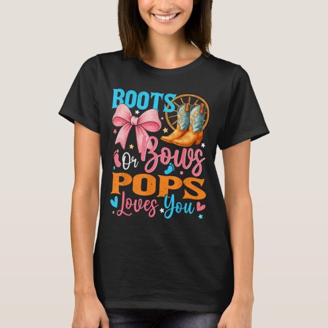 T-shirt Boots Or Bows Ps Loves You Gender Reveal Family  (Devant)